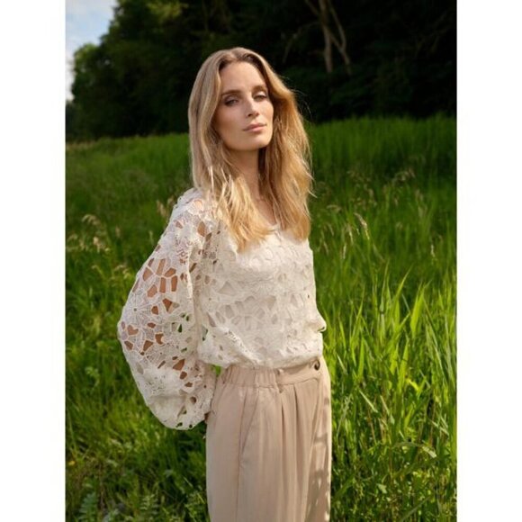 NWT SOYA CONCEPT PAJA 1 Cream Floral Crochet Lace Blouse - Picture 8 of 11